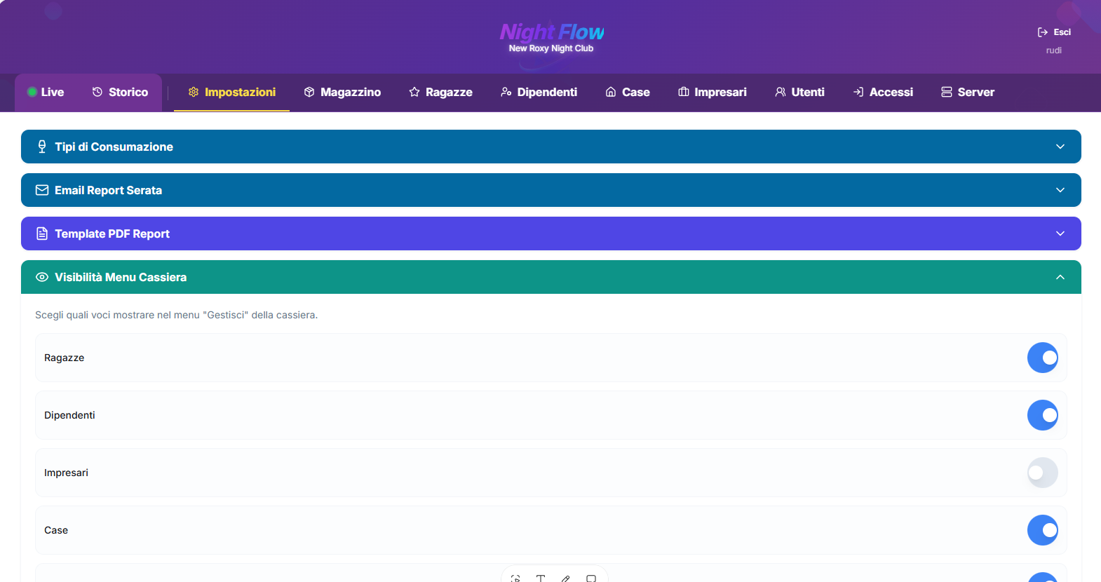 Pannelli multi-ruolo di Night Flow su desktop e mobile